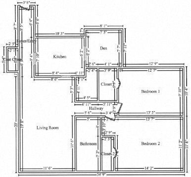 Floor plan for 2 beds, 2 baths, 950 sqft